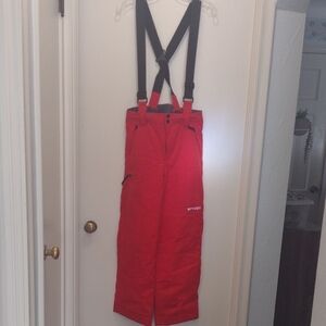 Spyder Boy's Blaze Orange Ski Pants With Black Suspenders (J668)